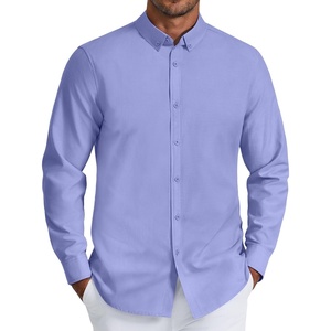 image:imageCOOFANDY Mens Oxford Shirt Long Sleeve Regular Fit Dress Shirt Casual Button Down Shirts for MenDenim Blue