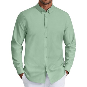 image:imageCOOFANDY Mens Oxford Shirt Long Sleeve Regular Fit Dress Shirt Casual Button Down Shirts for MenGrey Green