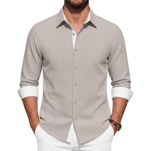 image:imageCOOFANDY Mens Oxford Shirts Long Sleeve Button Down Shirt Casual Untucked Shirts for MenGray Khaki