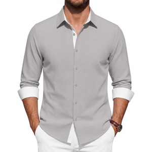 image:imageCOOFANDY Mens Oxford Shirts Long Sleeve Button Down Shirt Casual Untucked Shirts for MenLight Gray