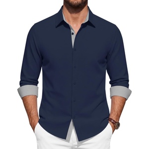 image:imageCOOFANDY Mens Oxford Shirts Long Sleeve Button Down Shirt Casual Untucked Shirts for MenNavy Blue