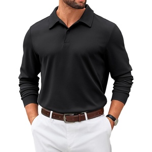 image:imageCOOFANDY Mens Polo Shirts 2025 Long Sleeve Casual Golf Shirts Light Weight Moisture Wicking Pullover ShirtsBlack