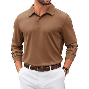 image:imageCOOFANDY Mens Polo Shirts 2025 Long Sleeve Casual Golf Shirts Light Weight Moisture Wicking Pullover ShirtsBrown
