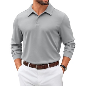 image:imageCOOFANDY Mens Polo Shirts 2025 Long Sleeve Casual Golf Shirts Light Weight Moisture Wicking Pullover ShirtsLight Grey