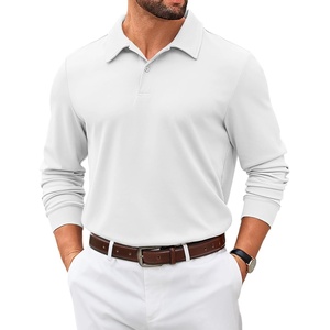 image:imageCOOFANDY Mens Polo Shirts 2025 Long Sleeve Casual Golf Shirts Light Weight Moisture Wicking Pullover ShirtsWhite