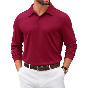 image:imageCOOFANDY Mens Polo Shirts 2025 Long Sleeve Casual Golf Shirts Light Weight Moisture Wicking Pullover ShirtsWine Red