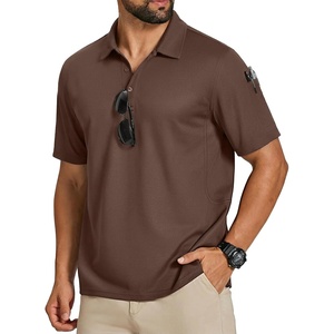 image:imageCOOFANDY Mens Polo Shirts Short Sleeve Quick Dry Performance Golf Polos Tactical Work Shirts with Pen PocketBrown