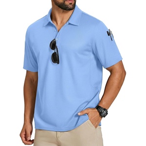 image:imageCOOFANDY Mens Polo Shirts Short Sleeve Quick Dry Performance Golf Polos Tactical Work Shirts with Pen PocketLight Blue
