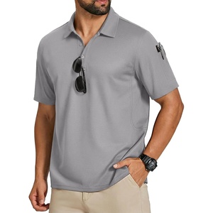 image:imageCOOFANDY Mens Polo Shirts Short Sleeve Quick Dry Performance Golf Polos Tactical Work Shirts with Pen PocketLight Grey