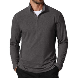 image:imageCOOFANDY Mens Quarter Zip Pullover Lightweight Mock Neck Sweatshirt Casual Long Sleeve Polo ShirtsGrey