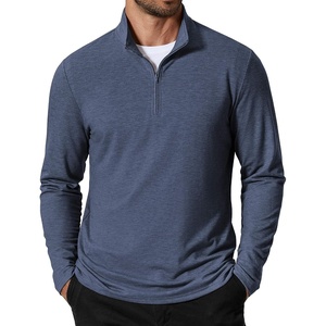 image:imageCOOFANDY Mens Quarter Zip Pullover Lightweight Mock Neck Sweatshirt Casual Long Sleeve Polo ShirtsMidnight Blue