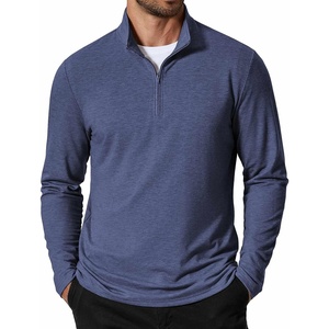 image:imageCOOFANDY Mens Quarter Zip Pullover Lightweight Mock Neck Sweatshirt Casual Long Sleeve Polo ShirtsNavy Blue