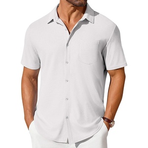 image:imageCOOFANDY Mens Short Sleeve Button Down Shirt Casual Summer Beach Shirts Waffle Knit Shirt Wrinkle Free Untucked ShirtWhite