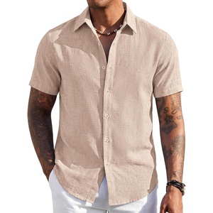 image:imageCOOFANDY Mens Short Sleeve Button Down Shirt Casual Summer Beach Wedding Vacation ShirtsKhaki