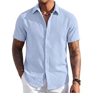 image:imageCOOFANDY Mens Short Sleeve Button Down Shirt Casual Summer Beach Wedding Vacation ShirtsLight Blue