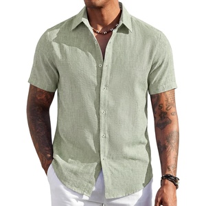 image:imageCOOFANDY Mens Short Sleeve Button Down Shirt Casual Summer Beach Wedding Vacation ShirtsLight Green