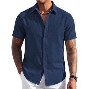 image:imageCOOFANDY Mens Short Sleeve Button Down Shirt Casual Summer Beach Wedding Vacation ShirtsNavy Blue