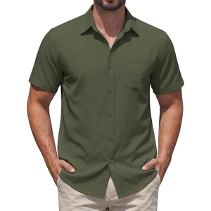 image:imageCOOFANDY Mens Stretch Dress Shirts Short Sleeve Casual Button Down Shirts with PocketArmy Green