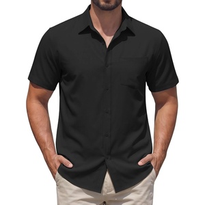 image:imageCOOFANDY Mens Stretch Dress Shirts Short Sleeve Casual Button Down Shirts with PocketBlack