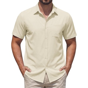 image:imageCOOFANDY Mens Stretch Dress Shirts Short Sleeve Casual Button Down Shirts with PocketLight Khaki
