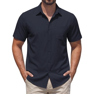 image:imageCOOFANDY Mens Stretch Dress Shirts Short Sleeve Casual Button Down Shirts with PocketMidnight Blue