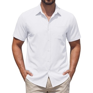 image:imageCOOFANDY Mens Stretch Dress Shirts Short Sleeve Casual Button Down Shirts with PocketWhite