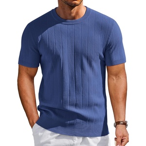 image:imageCOOFANDY Mens TShirts Short Sleeve Knit Shirts Casual Crewneck Ribbed Dress Tee ShirtBlue