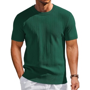 image:imageCOOFANDY Mens TShirts Short Sleeve Knit Shirts Casual Crewneck Ribbed Dress Tee ShirtDark Green