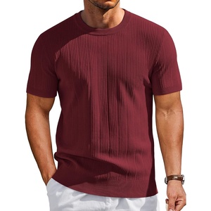 image:imageCOOFANDY Mens TShirts Short Sleeve Knit Shirts Casual Crewneck Ribbed Dress Tee ShirtWine Red