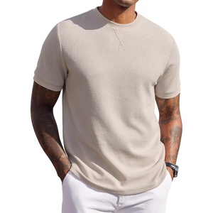 image:imageCOOFANDY Mens Waffle TShirts Short Sleeve Casual Crew Neck Shirt Summer Plain Pullover TeesA  Moon Gray