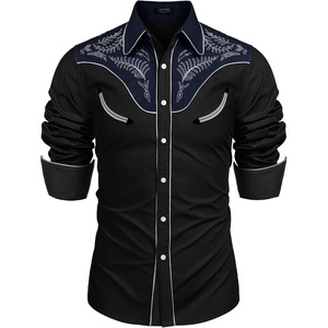image:imageCOOFANDY Mens Western Cowboy Shirt Embroidered Button Down Long Sleeve ShirtsCotton  Black