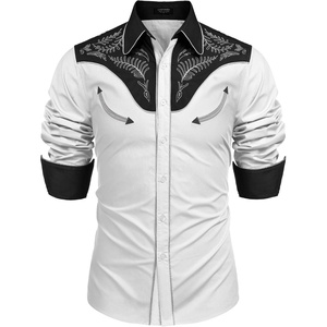 image:imageCOOFANDY Mens Western Cowboy Shirt Embroidered Button Down Long Sleeve ShirtsCotton  White