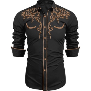 image:imageCOOFANDY Mens Western Cowboy Shirts Long Sleeve Embroidered Shirt Slim Fit Casual Button Down ShirtsPat1