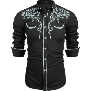 image:imageCOOFANDY Mens Western Cowboy Shirts Long Sleeve Embroidered Shirt Slim Fit Casual Button Down ShirtsPat2