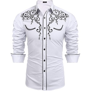 image:imageCOOFANDY Mens Western Cowboy Shirts Long Sleeve Embroidered Shirt Slim Fit Casual Button Down ShirtsWhite