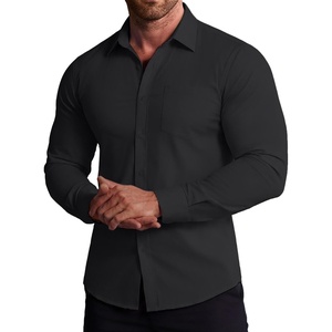 image:imageCOOFANDY Stretch Mens Dress Shirts Wrinkle Free Long Sleeve Dress Shirt Muscle Fit Button Down ShirtBlack