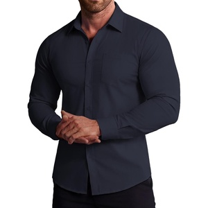 image:imageCOOFANDY Stretch Mens Dress Shirts Wrinkle Free Long Sleeve Dress Shirt Muscle Fit Button Down ShirtNavy Blue