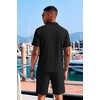 image:imageCOOFANDY Mens 2 Piece Set Summer Beach Vacation Outfits Quarter Zip Polo Shirt and Shorts Sets1black