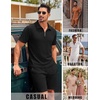image:imageCOOFANDY Mens 2 Piece Set Summer Beach Vacation Outfits Quarter Zip Polo Shirt and Shorts Sets1black