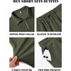 image:imageCOOFANDY Mens 2 Piece Set Summer Beach Vacation Outfits Quarter Zip Polo Shirt and Shorts SetsArmy Green