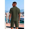 image:imageCOOFANDY Mens 2 Piece Set Summer Beach Vacation Outfits Quarter Zip Polo Shirt and Shorts SetsArmy Green