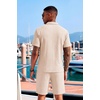 image:imageCOOFANDY Mens 2 Piece Set Summer Beach Vacation Outfits Quarter Zip Polo Shirt and Shorts SetsCream