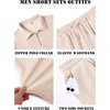 image:imageCOOFANDY Mens 2 Piece Set Summer Beach Vacation Outfits Quarter Zip Polo Shirt and Shorts SetsCream