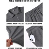 image:imageCOOFANDY Mens 2 Piece Set Summer Beach Vacation Outfits Quarter Zip Polo Shirt and Shorts SetsDark Gray