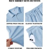 image:imageCOOFANDY Mens 2 Piece Set Summer Beach Vacation Outfits Quarter Zip Polo Shirt and Shorts SetsLight Blue