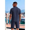 image:imageCOOFANDY Mens 2 Piece Set Summer Beach Vacation Outfits Quarter Zip Polo Shirt and Shorts SetsNavy Blue