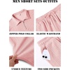 image:imageCOOFANDY Mens 2 Piece Set Summer Beach Vacation Outfits Quarter Zip Polo Shirt and Shorts SetsPink