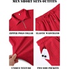 image:imageCOOFANDY Mens 2 Piece Set Summer Beach Vacation Outfits Quarter Zip Polo Shirt and Shorts SetsRed