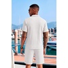 image:imageCOOFANDY Mens 2 Piece Set Summer Beach Vacation Outfits Quarter Zip Polo Shirt and Shorts SetsWhite