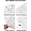 image:imageCOOFANDY Mens 2 Piece Set Summer Beach Vacation Outfits Quarter Zip Polo Shirt and Shorts SetsWhite